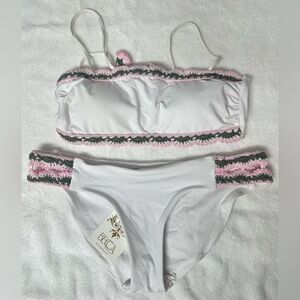 BECCA White Bikini with Pink and Green Accents